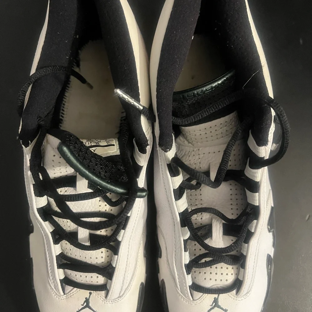 Jordan White and Black High-Top Sneakers with Leather Overlays - Picture 6 of 12
